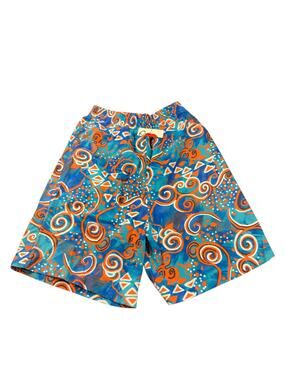 Vintage One Stop USA Abstract Print Rayon Blend High Waist Pull On Shorts L
